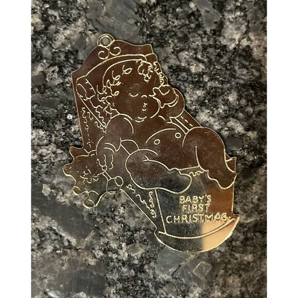 4 Vtg Christmas Ornaments Brass G. Duchin 1st Plastic 85 Tree C Cane Brass Angel - Picture 2 of 8